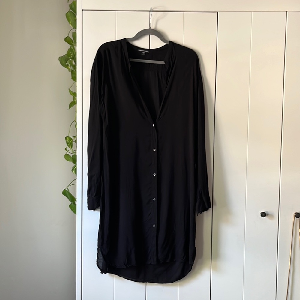 James Perse light airy button up black shirt dress